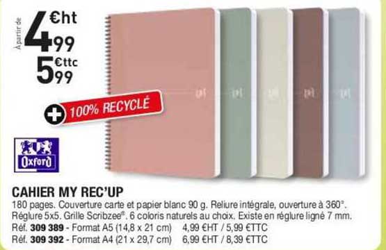 cahier my rec'up oxford