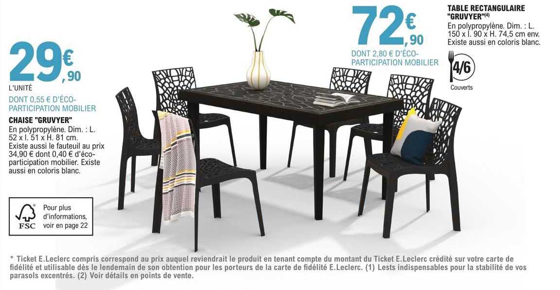 chaise "gruvyer" table rectangulaire "gruvyer"