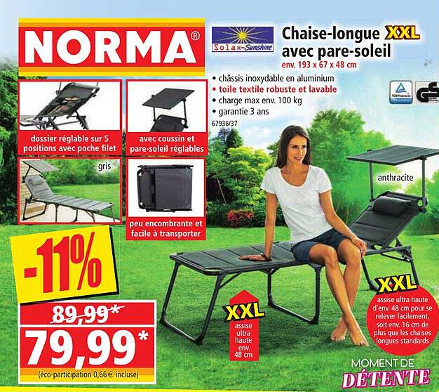 chaise-longue avec pare-soleil