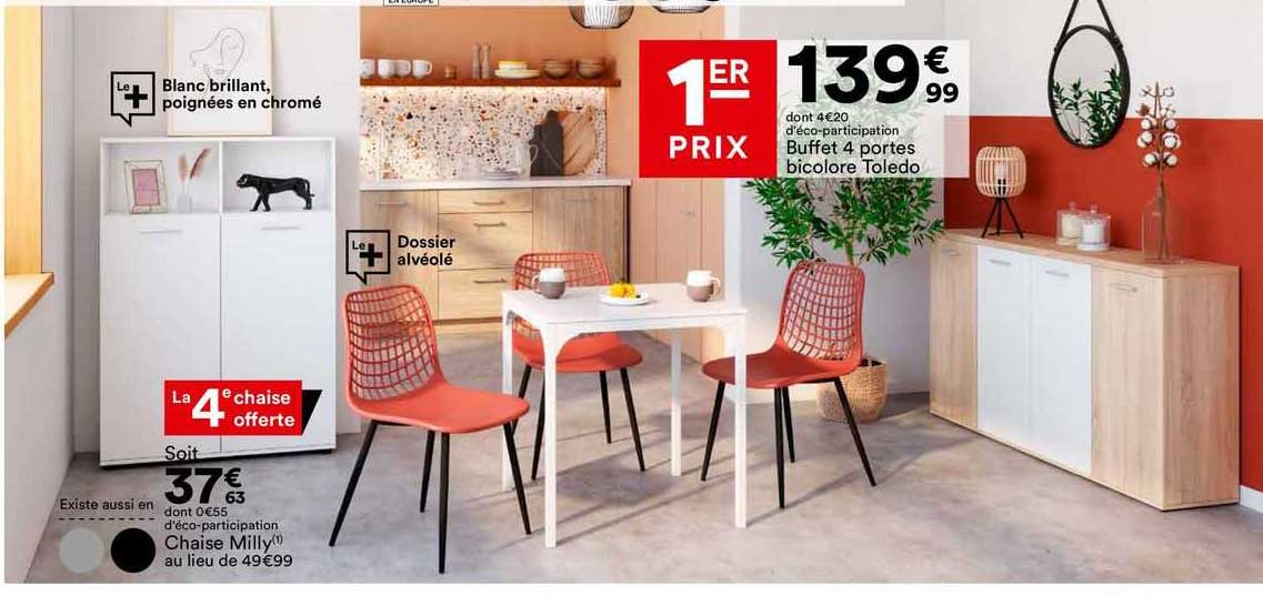 Chaise Milly Ou Buffet 4 Portes Bicolore  Toledo