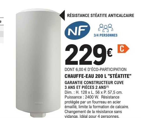chauffe-eau 200 l "stéatite"