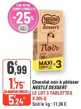 Chocolat Noir à Pâtissier Nestlé Dessert