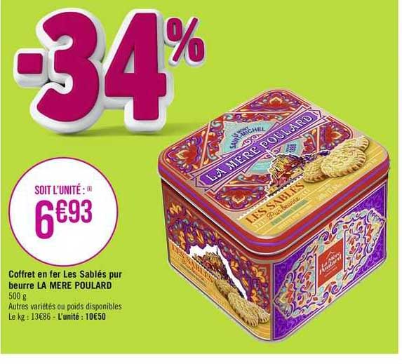 coffret en fer les sablés pur beurre la mère poulard -34%
