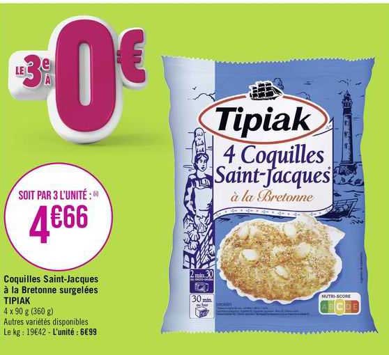 coquilles saint-jacques à la bretonne surgelées tipiak