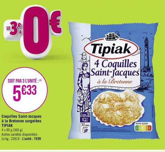 coquilles saint-jacques à la bretonne surgelées tipiak