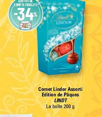 Cornet Lindor Assorti Edition De Pâques Lindt
