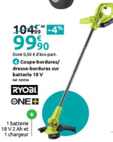 coupe-bordures dresse-bordures sur batterie 18 v ryobi