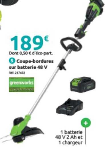 coupe-bordures sur batterie 48 v greenworks