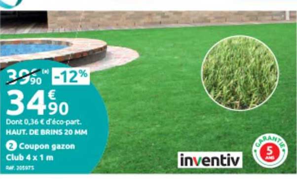 coupon gazon club 4 x 1 m inventiv