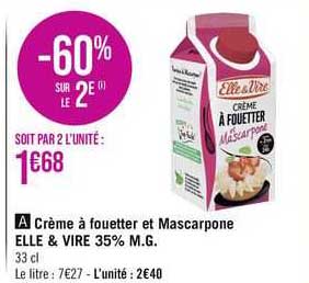 crème à fouetter et mascarpone elle & vire 35% m.g.