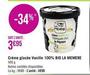 Crème Glacée Vanille 100% Bio La Mémère
