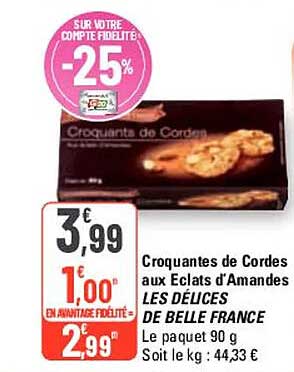 croquantes de cordes aux eclats d'amandes les délices de belle france