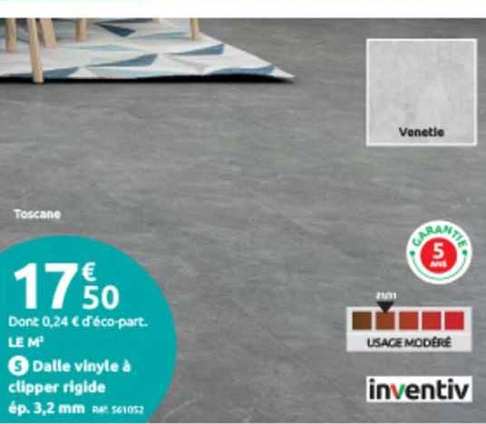 dalle vinyle à clipper rigide ép. 3,2 mm inventiv