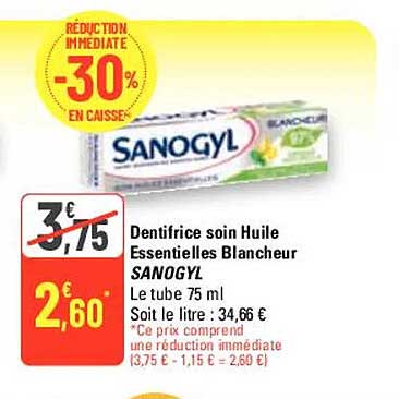 dentifrice soin huile essentielles blancheur sanogyl
