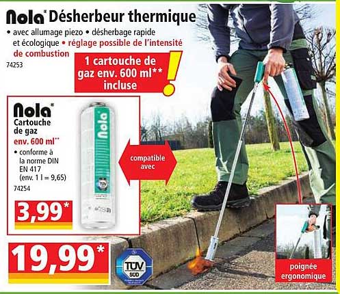 désherbeur thermique nola, cartouche de gaz nola