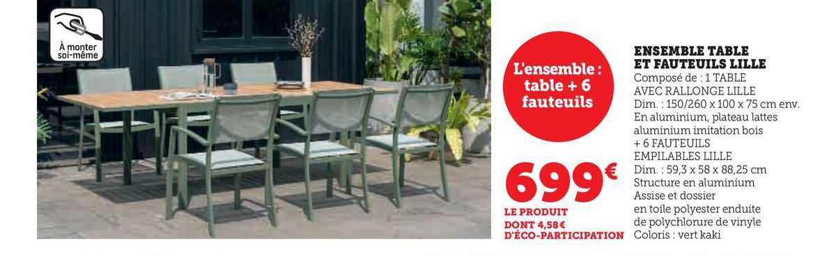 ensemble table et fauteuils lille