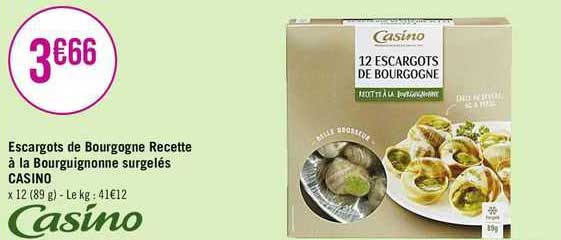 escargots de bourgogne recette à la bourguignonne surgelés casino