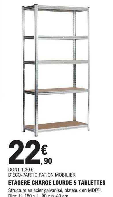 étagère charge lourde 5 tablettes