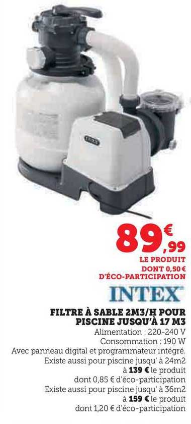 filtre à sable 2m3 h pour piscine jusqu'à 17 m3