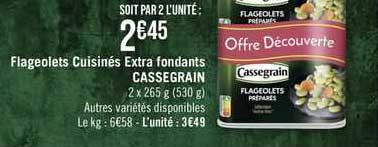Flageolets Cuisinés Extra Fondants Cassegrain