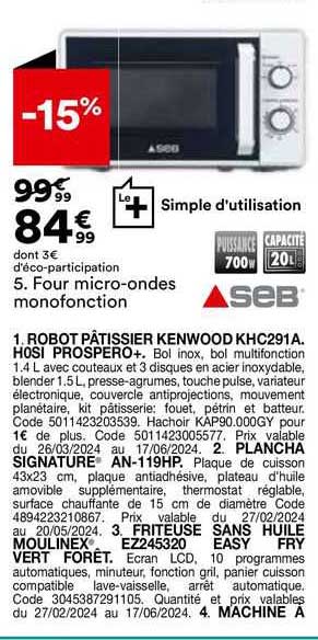 four micro-ondes monofonction seb