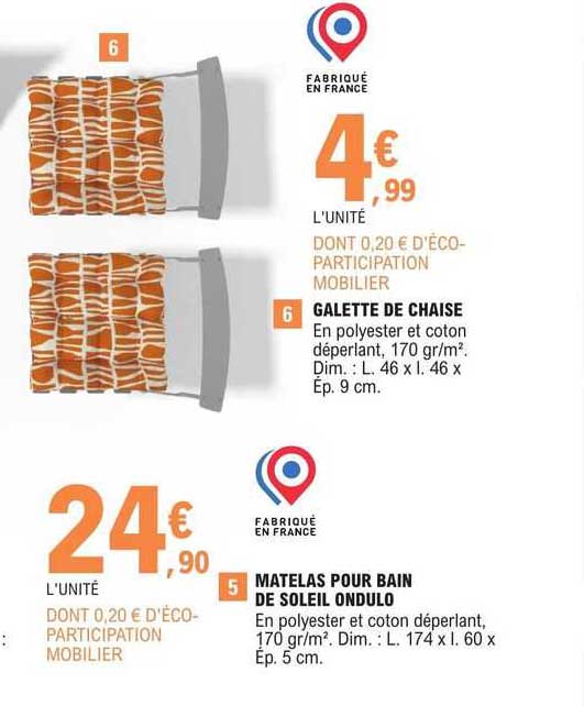 galette de chaise matelas pour bain de soleil ondulo