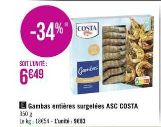 Gambas Entières Surgelées Asc Costa