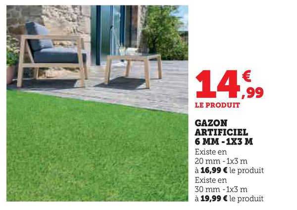 gazon artificiel 6 mm -1x3 m
