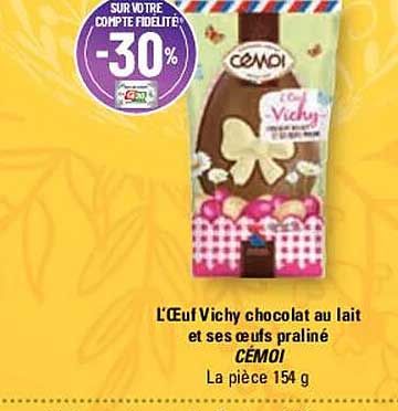 l'œuf vichy chocolat au lait et ses œufs praliné cémoi
