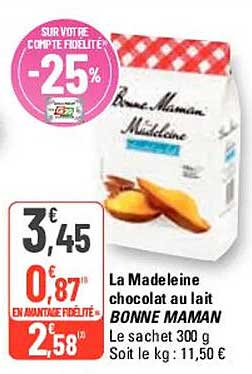 la madeleine chocolat au lait bonne maman