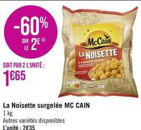 la noisette surgelée mc cain