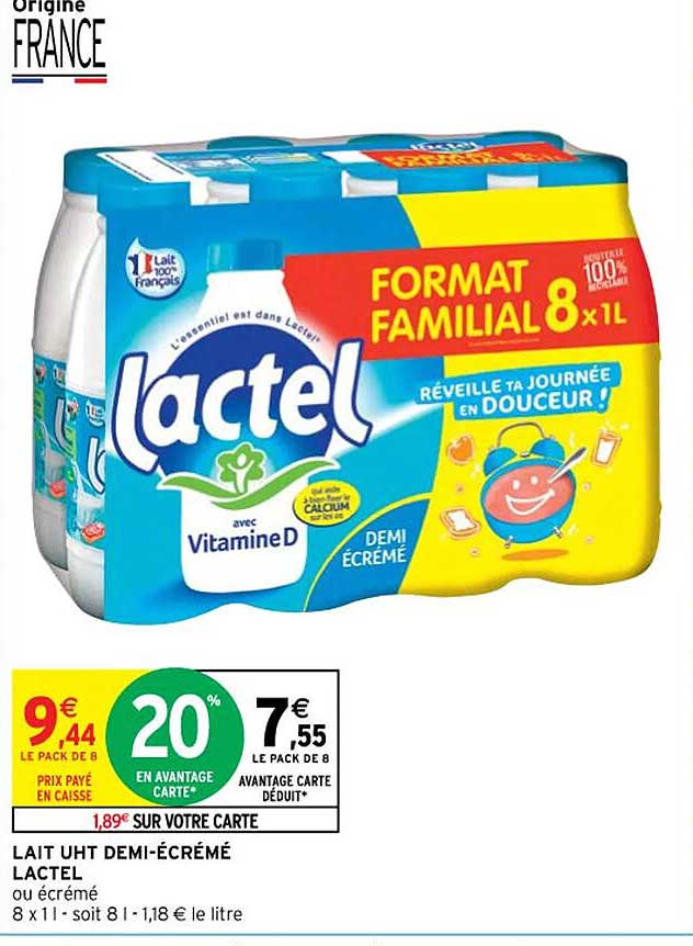 lait uht demi-écrémé lactel