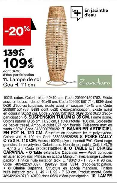 lampe de sol goa h. 111 cm zandiara