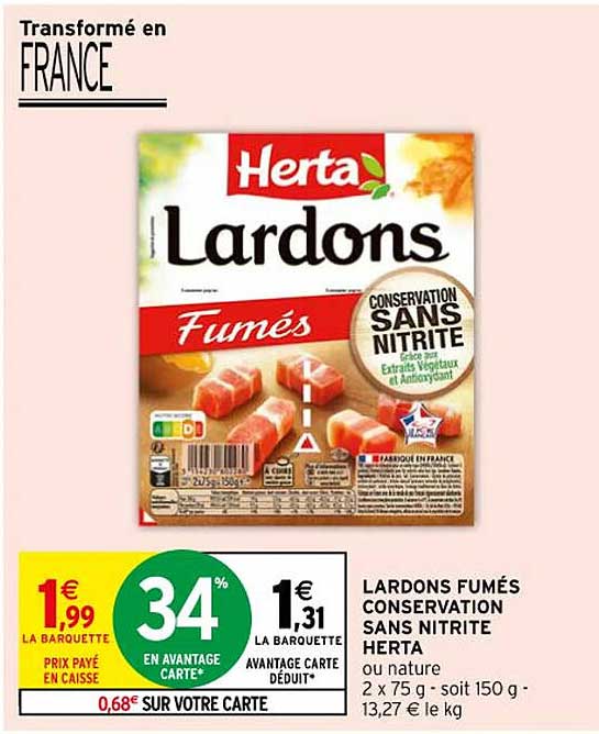 Lardons Fumés Conservation Sans Nitrite Herta