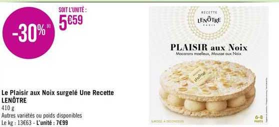 le plaisir aux noix surgelé une recette lenôtre