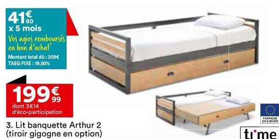 lit banquette arthur 2 (tiroir gigogne en option) time