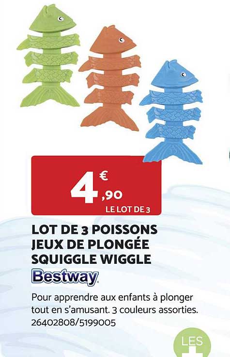 lot de 3 poissons jeux de plongée squiggle wiggle bestway