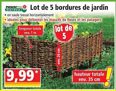 lot de 5 bordures de jardin powertec garden