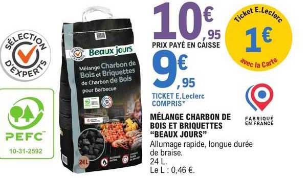 mélange charbon de bois et briquettes "beaux jours"