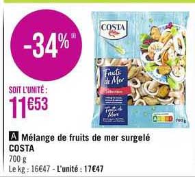 Mélange De Fruits De Mer Surgelé Costa