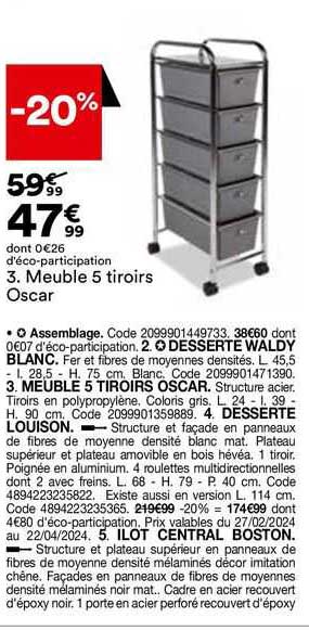 Meuble 5 Tiroirs Oscar