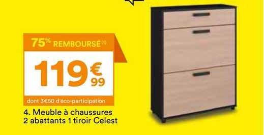 meuble à chaussures 2 abattants 1 tiroir celest