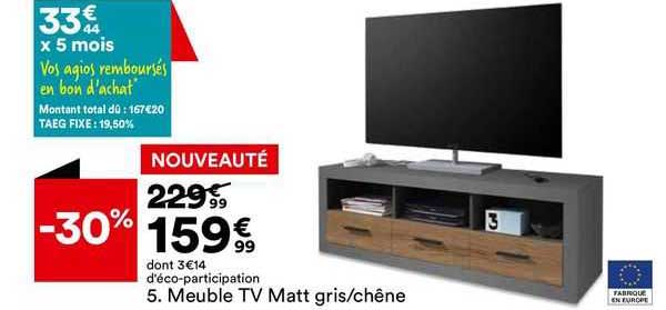meuble tv matt gris/chêne