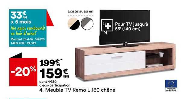 meuble tv remo l. 160 chêne
