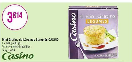 mini gratins de légumes surgelés casino