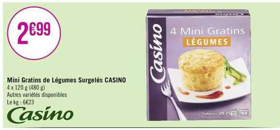 mini gratins de légumes surgelés casino