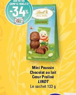 mini poussin chocolat au lait cœur praliné lindt