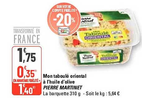 mon taboulé oriental à l'huile d'olive pierrre martinet