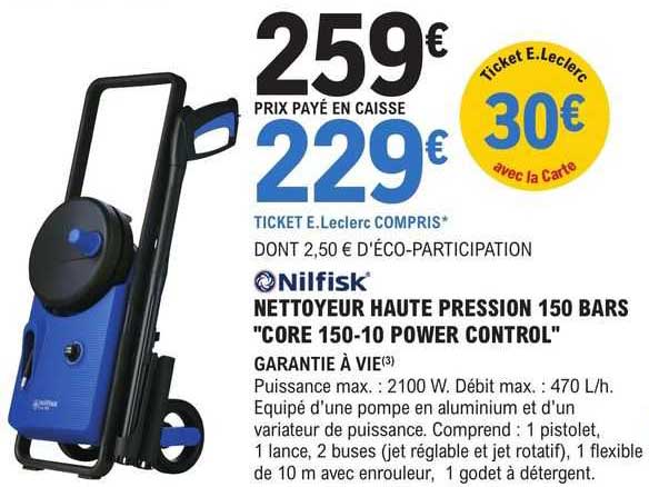 nettoyeur haute pression 150 bars "core 150-10 power control" nilfisk