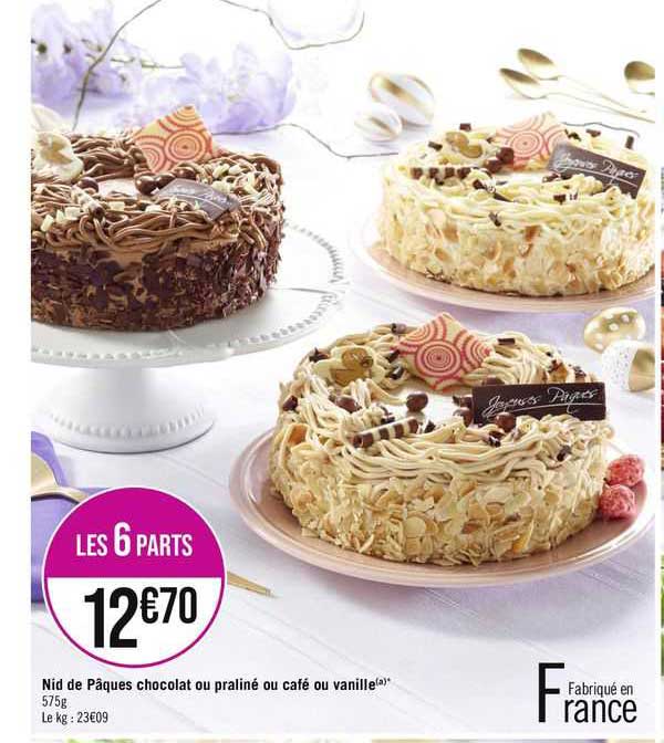 nid de pâques chocolat ou praliné ou café ou vanille